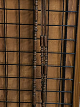 Load image into Gallery viewer, Santa Ynez Romal Reins 36 plait triple strands Brown/ Black and Natural Accents 110”