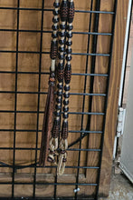 Load image into Gallery viewer, Romal Reins 30 Plait GM Natural with Black Buttons and caramel Accents
