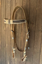 Load image into Gallery viewer, Deluxe Triple Browband Rawhide Headstall w/ Throat Latch Buckle Adjustment C42b