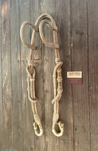 Load image into Gallery viewer, Beautiful Double Ear 30 Plait Braided Rawhide Headstall with Hitched Knots New! B30hb