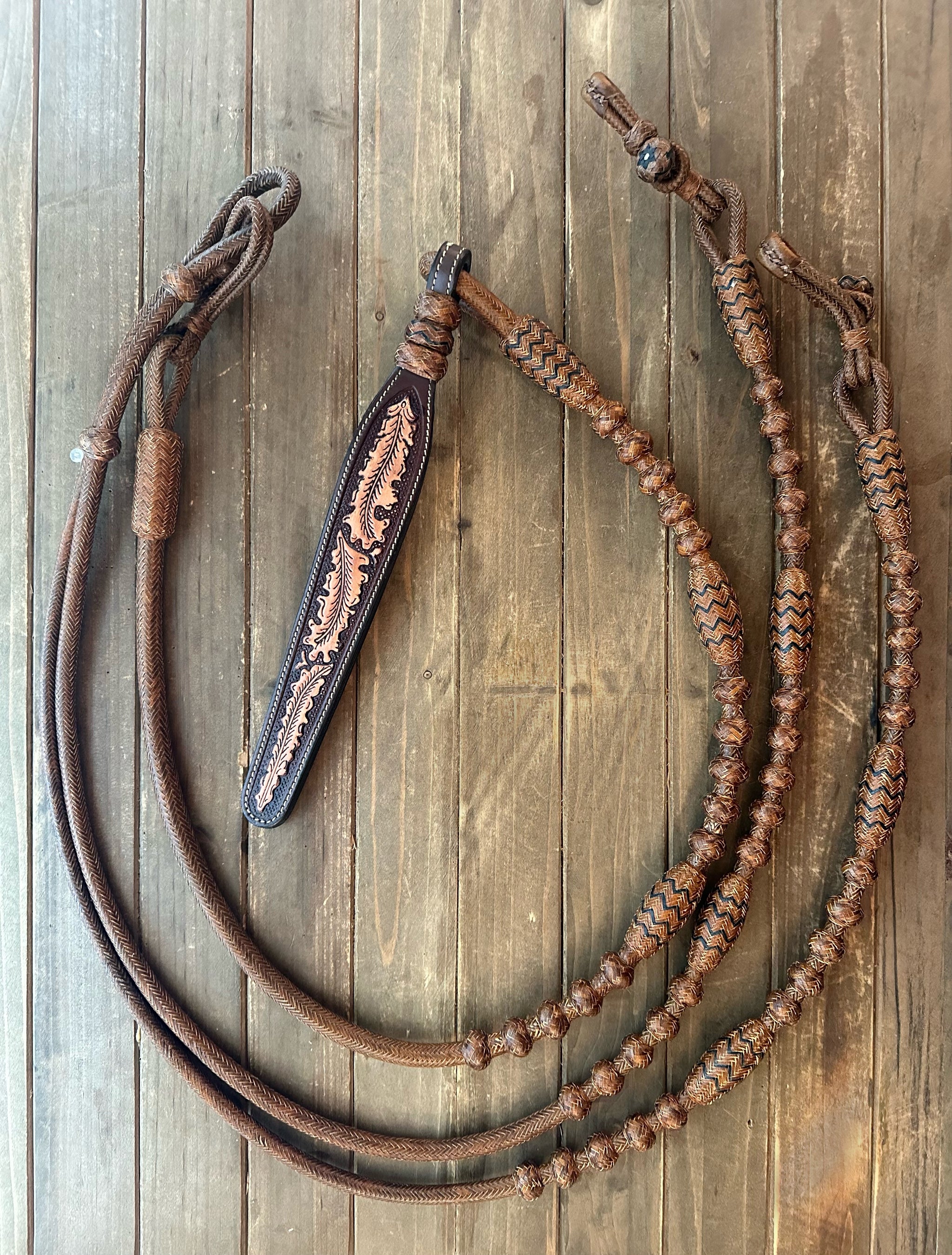 Romal Reins 30 plait GM Pattern Rich Caramel w/Black Accents ...