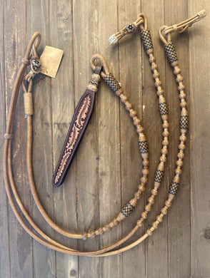 Romal Reins 30 Plait GM Pattern Natural w/ Black Accents #MC30