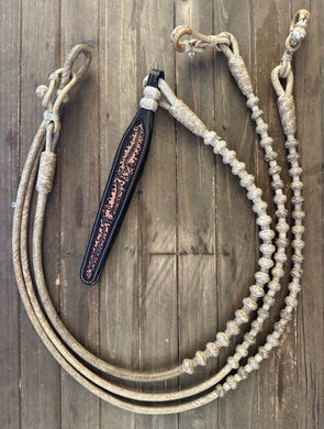 Romal Reins 18 Plait 60 Button Pattern Natural Color