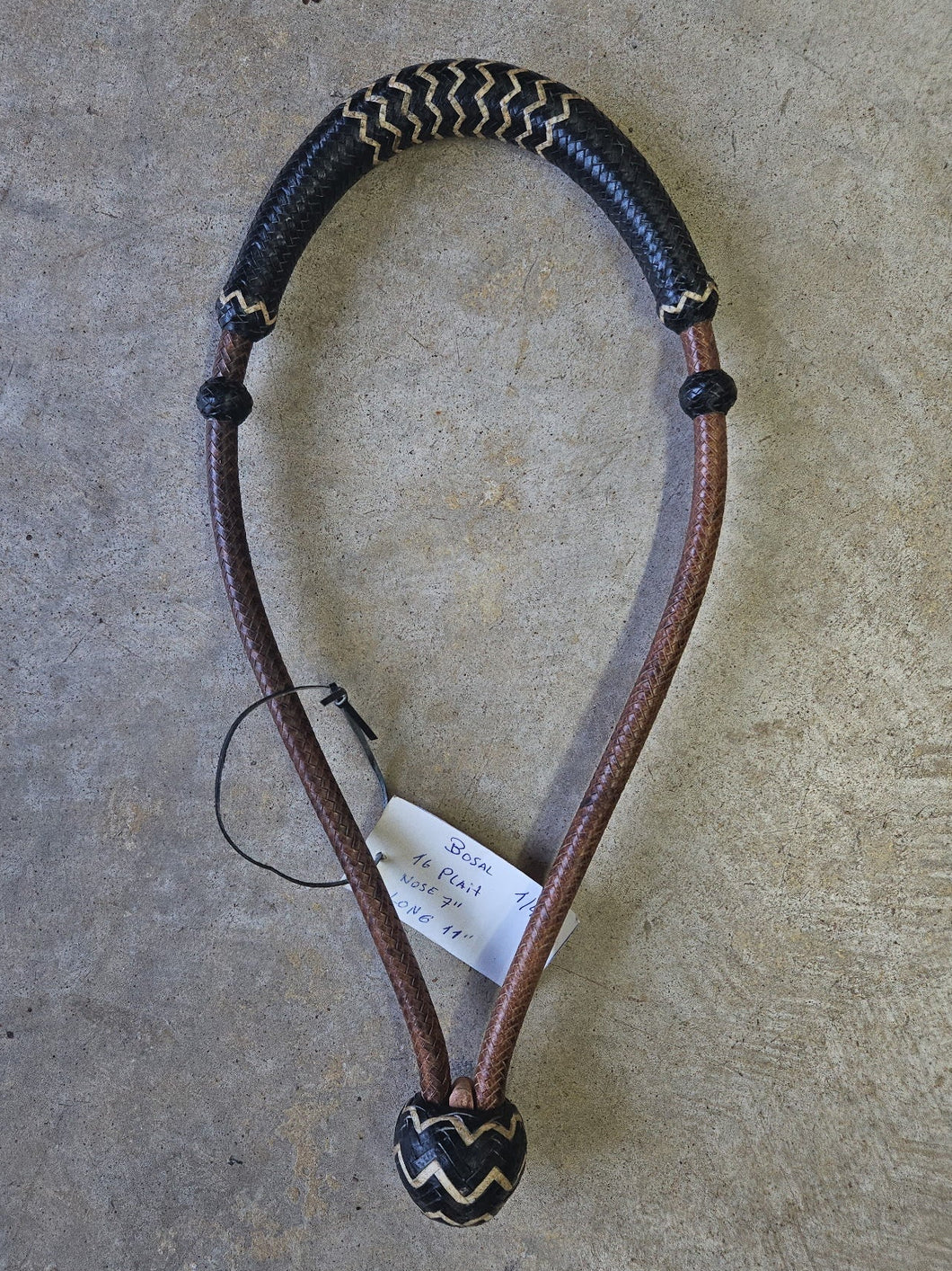 Bosal 16 Plait Rawhide Caramel and Black with Natural accents