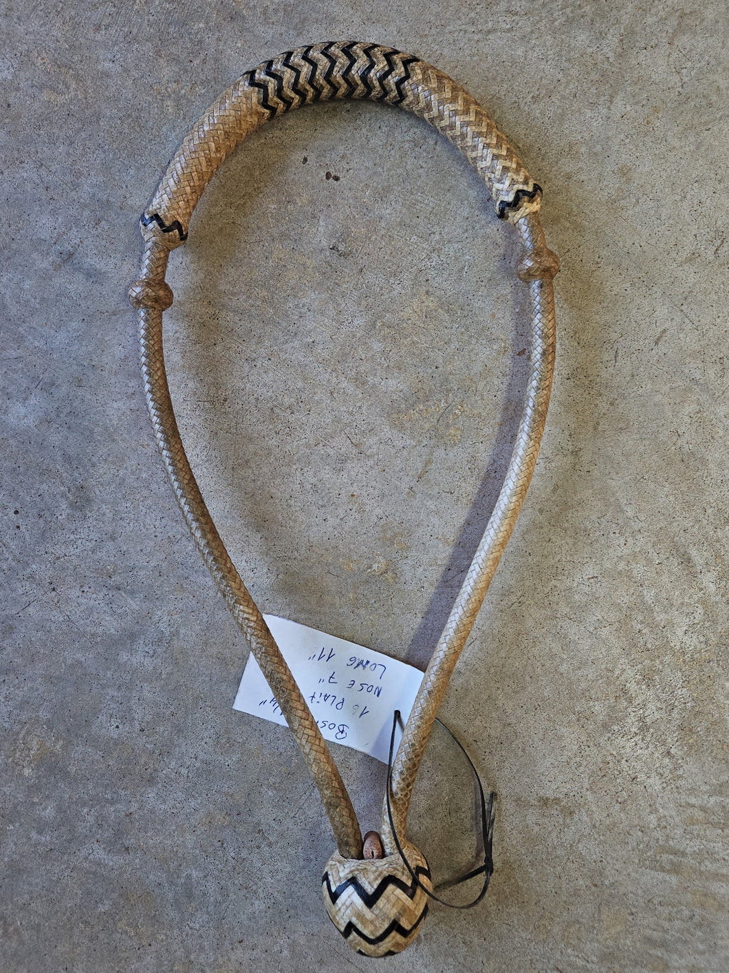 Bosal 16 Plait Rawhide Natural Color with Black Accents