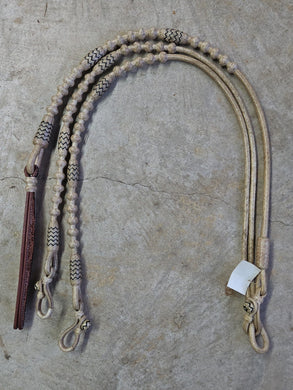 Romal Reins 28 plait Ortega Style Natural with Black Accents