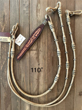 Load image into Gallery viewer, Romal Reins 16 plait California Style Pattern Natural w Black Accents #M16-CA