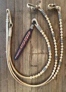 Romal Reins 18 Plait GM Pattern Natural with Black Accents