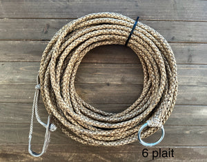 Traditional Rawhide Reata braided in 4 and 6 plait 60 to 65 feet long SALE!