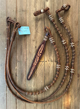 Load image into Gallery viewer, Romal Reins 12 Plait Rawhide GM Pattern Medium Carmel MC12n. Out of stock