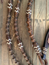 Load image into Gallery viewer, Romal Reins 12 Plait Rawhide GM Pattern Medium Carmel MC12n. Out of stock