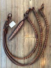 Load image into Gallery viewer, Romal Reins 12 Plait Rawhide GM Pattern Medium Carmel MC12n. Out of stock