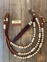 Load image into Gallery viewer, Gorgeous Romal Reins 16 Plait Calf Hide 84” GM Sienna Sorrel Special Edition B16sn