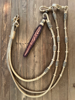 Romal Reins 30 Plait California Style Natural w/ Black Accents New!