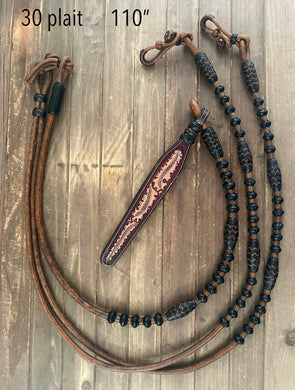Romal Reins 30 plait 110” Special Edition GM Carmel/Black MC30cb Special Edition
