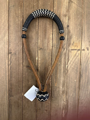 Bosalito 16 Plait Carmel Cheeks Black Noseband Natural Accents M-16cb.