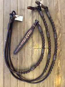 Romal Reins 30 Plait GM Dark Brown with Natural Accents MC30db