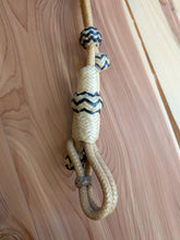 Load image into Gallery viewer, 28 Plait Bosal Hanger Rawhide Bosal Hanger Natural with black accents