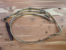 Load image into Gallery viewer, Romal Reins 12 Plait Cow Hide GM Pattern Natural with Black Accents