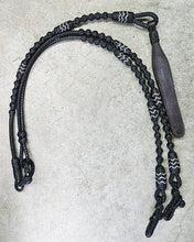 Load image into Gallery viewer, Romal Reins 8 plait George Moore Pattern Black with natural accents
