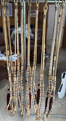 Romal Reins 30 Plait Ortega Style Natural with Black Accents