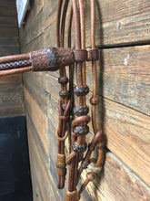 Load image into Gallery viewer, Deluxe Triple Browband Carmel Pecan Headstall w/ Throat Latch -Out of stock