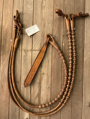 Romal Reins 16 plait 60 Button Pattern - Carmel Pecan Color XXXX