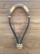 Load image into Gallery viewer, Bosal 1/2” 24 to 32 Plait Black Cheeks/Natural Noseband/Accents