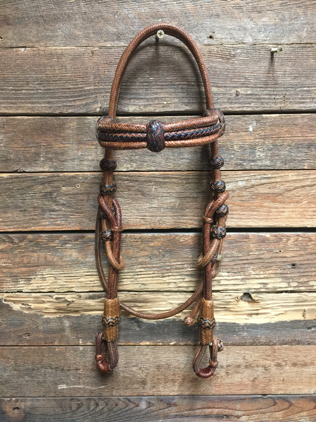 Deluxe Triple Browband Carmel Pecan Headstall w/ Throat Latch -Out of stock