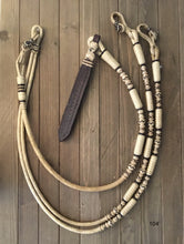 Load image into Gallery viewer, Romal Reins 16 Plait California Style Natural w/ Black Accents XXXX