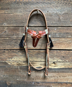 Quality Leather Rawhide Futurity Browband Headstall with Tassels CB-T3