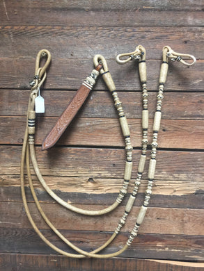 Romal Reins 30 Plait California Style - Natural w/ Black Accents