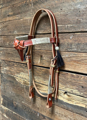 Quality Leather Rawhide Futurity Browband Headstall with Tassels CB-T3 *