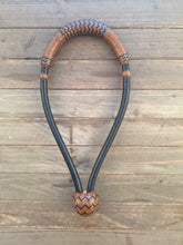 Load image into Gallery viewer, Bosal 1/2&quot; 24 Plait Black Cheeks/Carmel Noseband/Accents