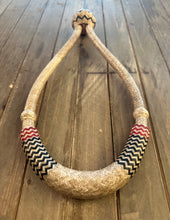 Load image into Gallery viewer, Bosal 5/8” 28 Plait Natural Color Rawhide With Red/Black Accents special