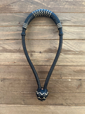Bosal 1/2” 20 Plait Black Rawhide With Natural Accents