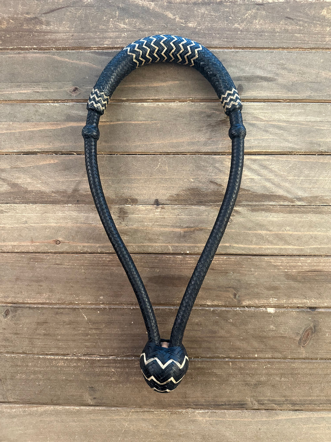 Bosal 1/2” 20 Plait Black Rawhide With Natural Accents