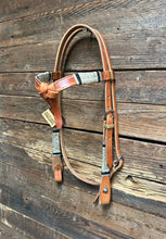 Load image into Gallery viewer, Quality Harness Leather Futurity Browband Headstall With Rawhide Accents CB-AF1 *