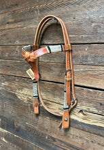 Load image into Gallery viewer, Quality Harness Leather Futurity Browband Headstall With Rawhide Accents CB-AF1