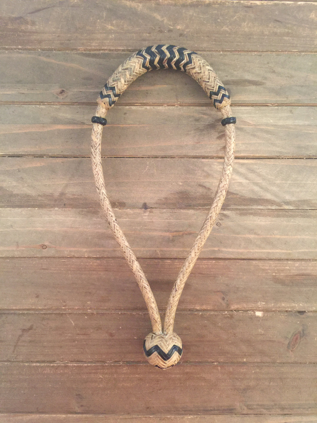Pencil Bosal 12 Plait Beveled Cowhide Natural w/ Black Accents #BBP12
