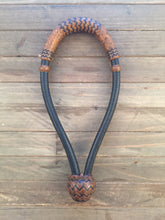 Load image into Gallery viewer, Bosal 1/2&quot; 24 Plait Black Cheeks/Carmel Noseband/Accents
