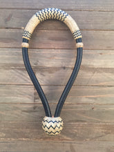 Load image into Gallery viewer, Bosal 1/2” 24 to 32 Plait Black Cheeks/Natural Noseband/Accents